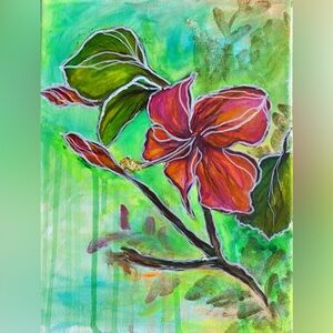 Original hibiscus Hawaiian flower painting
